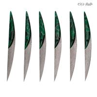 Набор стейковых ножей ЦМ (композит с алюминием зеленый) дамасская сталь ZDI-1016 - Компания «АиР»