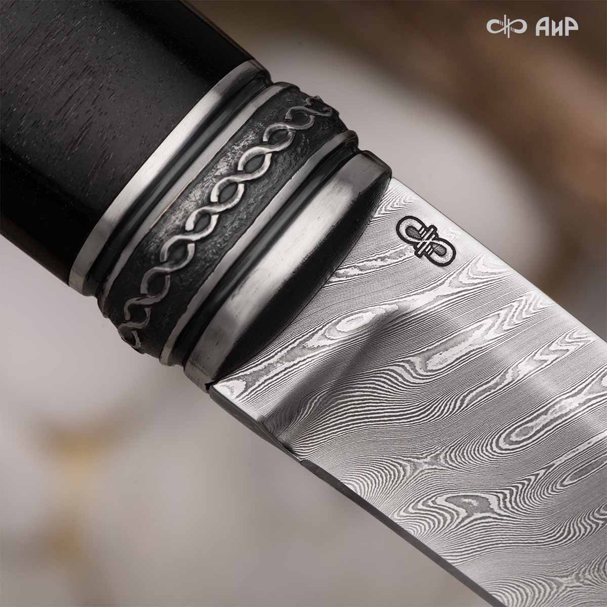 Нож Финка-5 с сюжетом Орлы, композит светящийся, комбинированные ножны, Артикул: 38687 - Компания «АиР»
