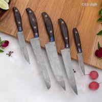 Набор Поварской-5 ЦМ (стабилизированная карельская береза коричневая, ZlaTi, кожаный кейс) дамасская сталь ZDI-1016 - Компания «АиР»