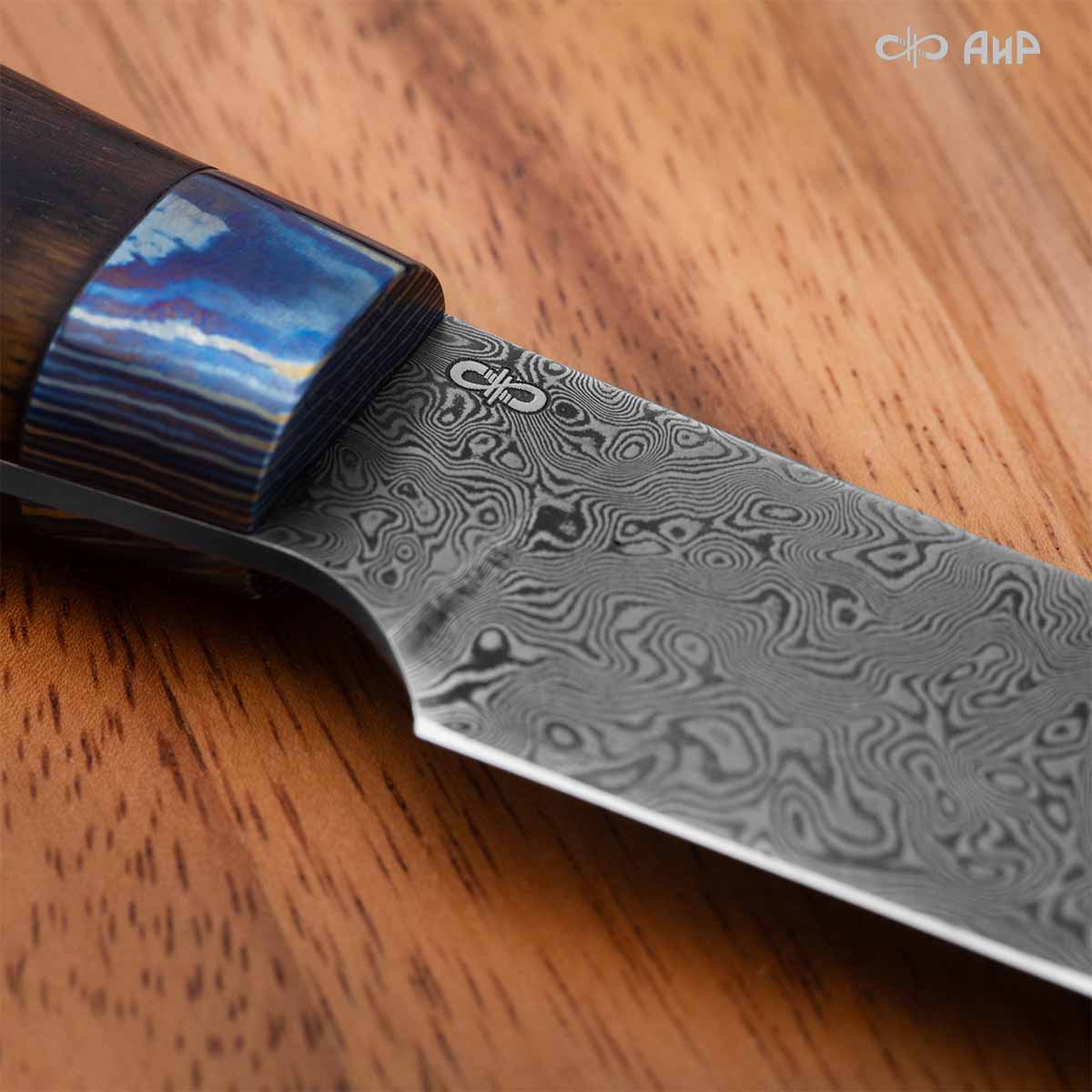 Набор Поварской-5 ЦМ (стабилизированный палисандр, ZlaTi, мозаичные пины, кожаный кейс) дамасская сталь ZDI-1016 - Компания «АиР»