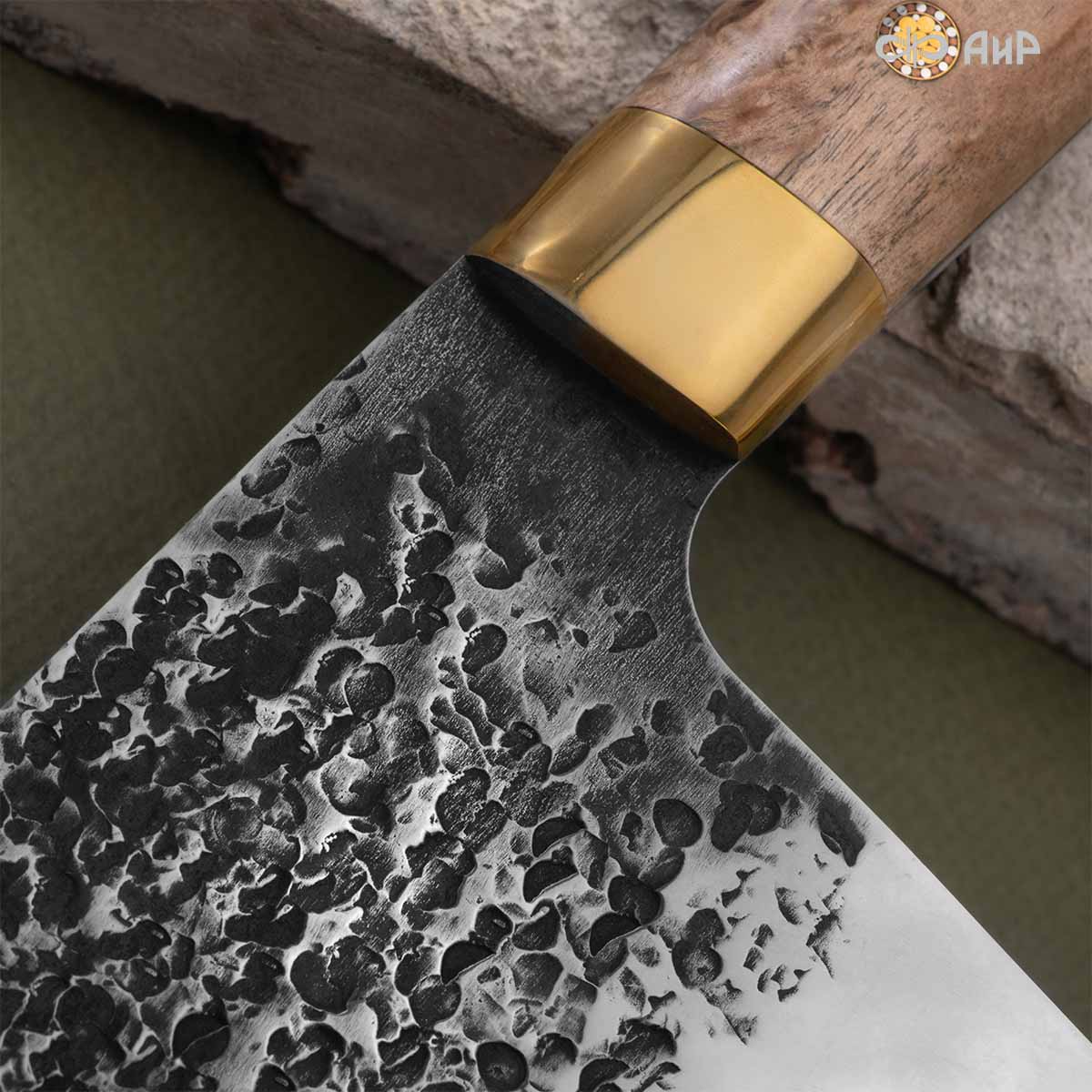 Сербский нож ЦМ (стабилизированная карельская береза натуральная, латунь, кастомная заточка) - Компания «АиР»