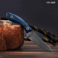 Шейный (карбон зебра синий, мозаичные пины) дамасская сталь ZDI-1016 - Компания «АиР»