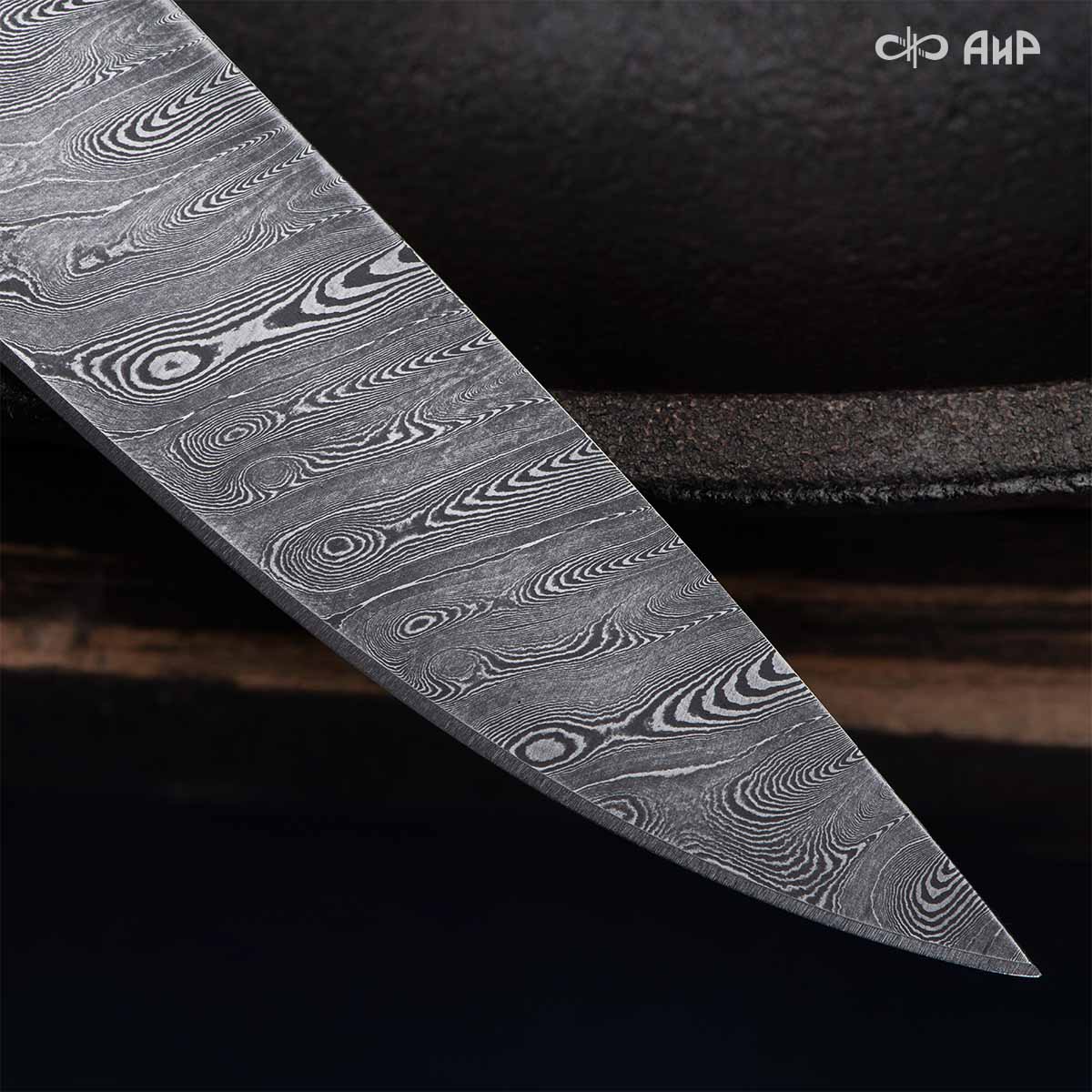 Набор Поварской-3 (стабилизированный кап ореховый, фибра) дамасская сталь ZDI-1016, узор твист - Компания «АиР»