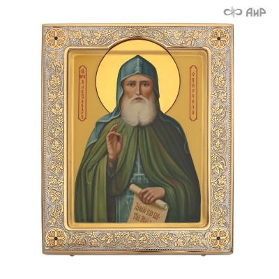 Икона в окладе Преподобный Александр Свирский, с гранатами, Артикул: 37506 - Компания «АиР»