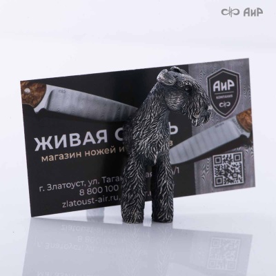 Сувенир Вельштерьер № 3 (литье, латунь, чернение серебра, магнит) - Компания «АиР»