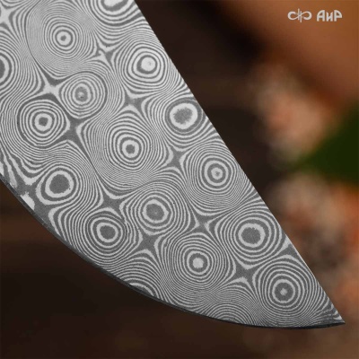 Пчак (композит светящийся и изменяющий цвет, узор волны, ZlaTi, кастомная заточка) дамасская сталь ZDI-1016, узор пирамида NEW - Компания «АиР»