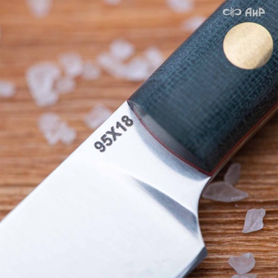 Набор Стейковый ЦМ (нож и вилка, микарта темно-зеленая с красной подложкой) - Компания «АиР»