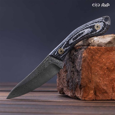 Шейный (карбон зебра белый, мозаичные пины) дамасская сталь ZDI-1016 - Компания «АиР»