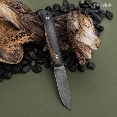 Складной (стабилизированная карельская береза лазурная) дамасская сталь ZD-0803 - Компания «АиР»