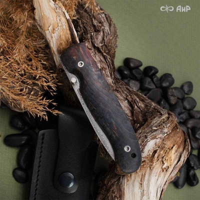 Складной (стабилизированная карельская береза лазурная) дамасская сталь ZD-0803 - Компания «АиР»