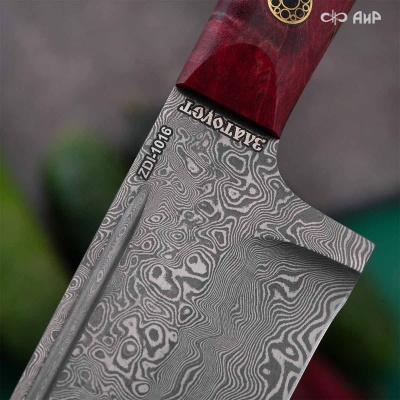 Пчак ЦМ (стабилизированная карельская береза красная) дамасская сталь ZDI-1016 - Компания «АиР»