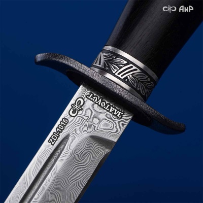 Нож Финка-2 Авиатор с серебром, дамасская сталь ZDI-1016, комбинированные ножны, Артикул: 39251 - Компания «АиР»