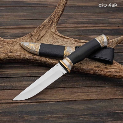 Нож Лиса с сюжетом Охота на оленя, комбинированные ножны, Артикул: 37890 - Компания «АиР»