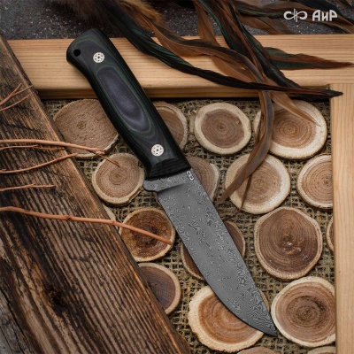 Стриж (G10 черно-зеленый, мозаичные пины) дамасская сталь ZD-0803 - Компания «АиР»