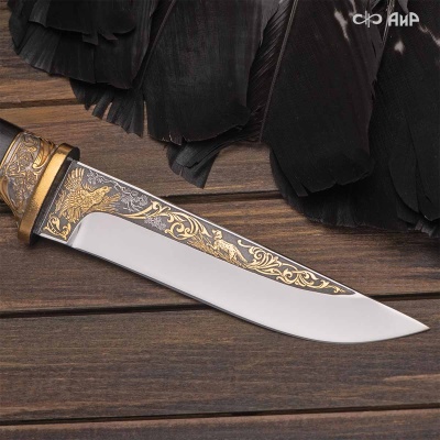 Нож Лиса с сюжетом Лесная охота, комбинированные ножны, Артикул: 37951 - Компания «АиР»