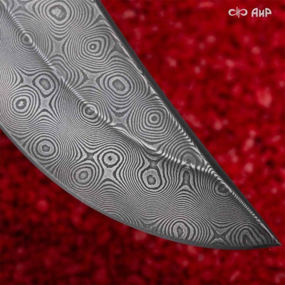 Клычок-3 (стабилизированная карельская береза лазурная, ЗлаТи (ZlaTi) дамасская сталь ZD-0803, узор пирамида нью - Компания «АиР»