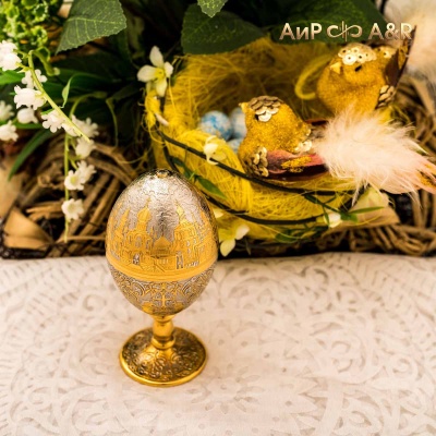  Яйцо сувенирное Пасхальное с фианитом аква, Артикул: 36877 - Компания «АиР»