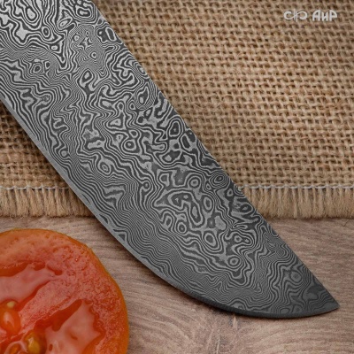 Пчак (стабилизированный ореховый кап, латунь, фибра) дамасская сталь ZDI-1016 - Компания «АиР»