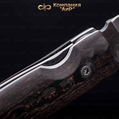 Складной (карбон мраморный с медью) дамасская сталь ZDI-1016, узор пирамида - Компания «АиР»