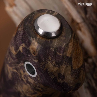 Финка Нью (наборная: стабилизированный граб, стабилизированный кап клена фиолетовый, фибра желтая, алюмин.втулка, авторские ножны, кастомная заточка) 100Х13М, № 25 - Компания «АиР»