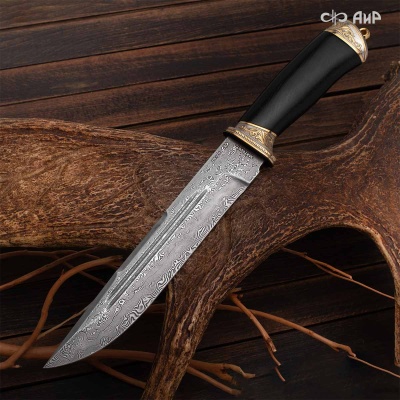 Нож Арсенальный люкс с сюжетом Лось в лесу, комбинированные ножны, Артикул: 39173 - Компания «АиР»