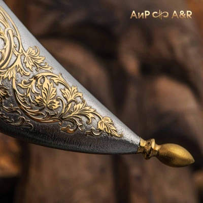 Нож Клык с сюжетом Гепарды на охоте, цельнометаллические ножны, Артикул: 37293 - Компания «АиР»