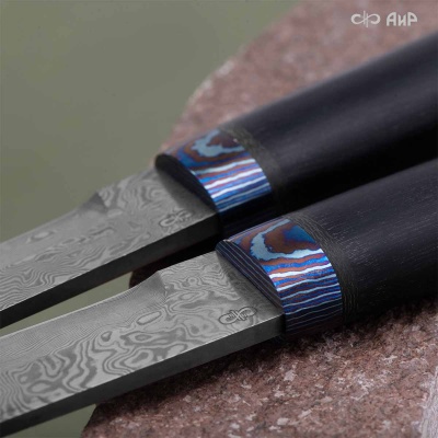 Засапожный-1 (стабилизированный граб, ЗлаТи (ZlaTi), кастомная заточка) дамасская сталь ZDI-1016 - Компания «АиР»