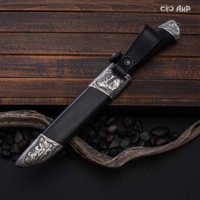 Нож Арсенальный люкс с сюжетом Жизнь на Крайнем Севере, комбинированные ножны, Артикул: 39046 - Компания «АиР»