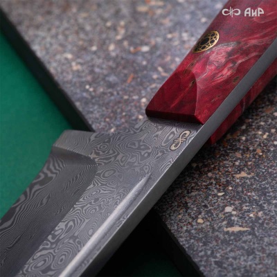 Пчак ЦМ (стабилизированная карельская береза красная) дамасская сталь ZDI-1016 - Компания «АиР»