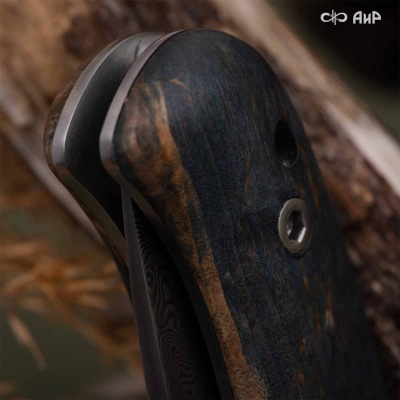 Складной (стабилизированная карельская береза лазурная) дамасская сталь ZD-0803 - Компания «АиР»