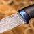 Бекас (стабилизированный платан синий, ZlaTi, клиновая срезка, декоративный пин, паракорд с титановой бусиной, ножны люкс) дамасская сталь ZDI-1016, узор "перо" - Компания «АиР»