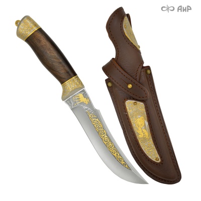 Нож Клык люкс с сюжетом Охота на лося, Артикул: 36757 - Компания «АиР»