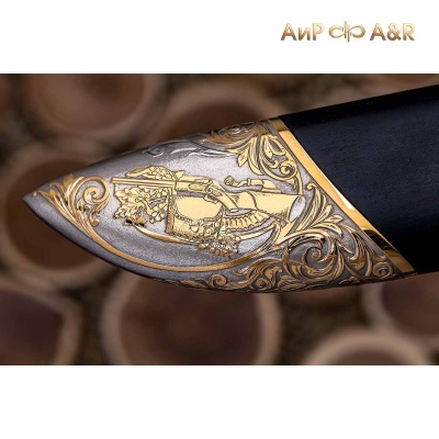 Нож Арсенальный люкс с сюжетом Волки атакуют лосей, комбинированные ножны, Артикул: 36786 - Компания «АиР»
