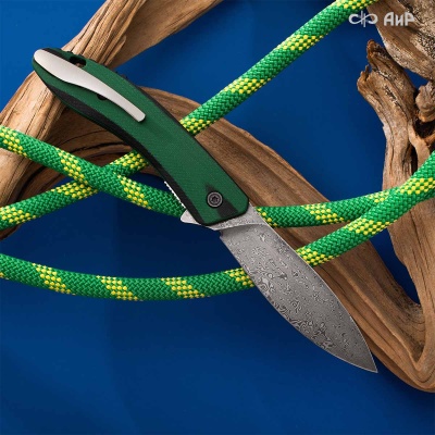 Хантер (G10 черно-зеленый, кастомная заточка) дамасская сталь ZDI-1016 - Компания «АиР»