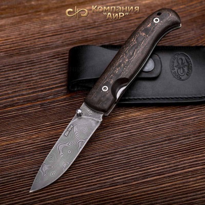 Складной (карбон мраморный с медью) дамасская сталь ZDI-1016, узор пирамида - Компания «АиР»