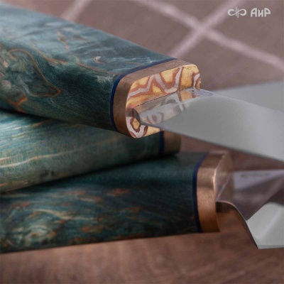 Набор Поварской-3 (стабилизированная карельская береза зеленая, мокуме гане 3 мм) - Компания «АиР»