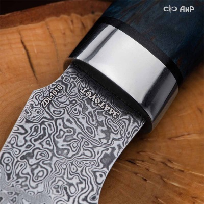 Топор (стабилизированная карельская береза лазурная, кастомная заточка) дамасская сталь ZDI-1016 - Компания «АиР»