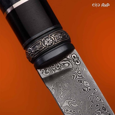 Нож Финка-5, стабилизированная карельская береза фиолетовая, стабилизированный граб, авторские ножны, Артикул: 38883 - Компания «АиР»