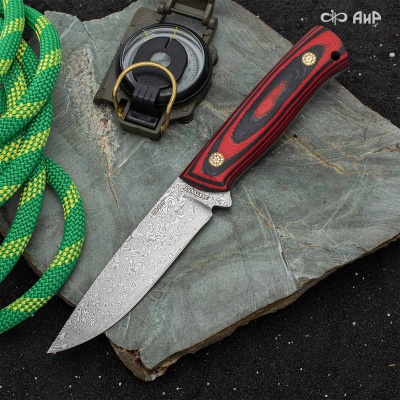 Стриж (G10 красно-черный, мозаичные пины) дамасская сталь ZDI-1016 - Компания «АиР»