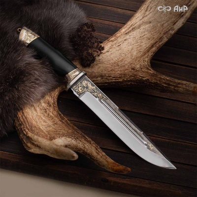 Нож Арсенальный люкс с сюжетом Лисья охота, комбинированные ножны, Артикул: 39172 - Компания «АиР»