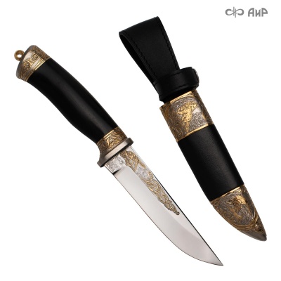  Нож Лиса с сюжетом Лисы на охоте, комбинированные ножны, Артикул: 38906 - Компания «АиР»