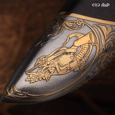 Нож Арсенальный люкс с сюжетом Лось в лесу, комбинированные ножны, Артикул: 39173 - Компания «АиР»