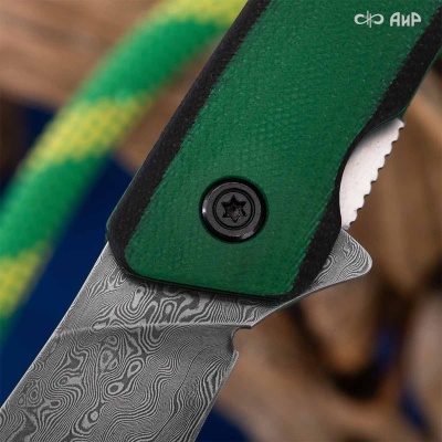 Хантер (G10 черно-зеленый, кастомная заточка) дамасская сталь ZDI-1016 - Компания «АиР»
