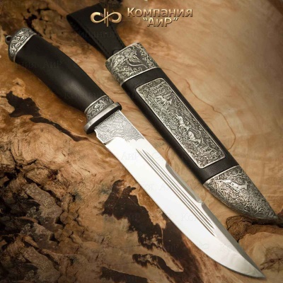 Нож Арсенальный люкс с сюжетом Соколиная охота, комбинированные ножны, Артикул: 34869  - Компания «АиР»