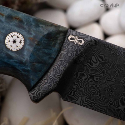 Стриж (стабилизированная карельская береза лазурная) дамасская сталь ZD-0803 - Компания «АиР»