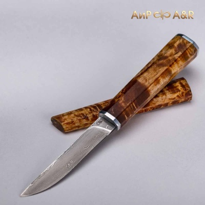 Нож Офисный (карельская береза), дамасская сталь ZDI-1016 - Компания «АиР»