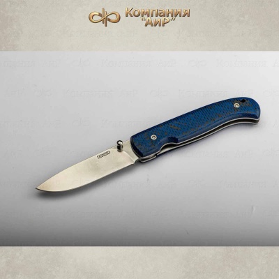 Складной (карбон фибра синий) дамасская сталь ZDI-1016, узор дикий - Компания «АиР»