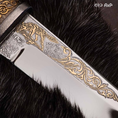  Нож Лиса с сюжетом Лисы на охоте, комбинированные ножны, Артикул: 38906 - Компания «АиР»