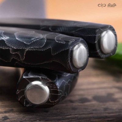 Набор Поварской-3 (композит с алюминиевой микросеткой волны, черный) дамасская сталь ZDI-1016 - Компания «АиР»