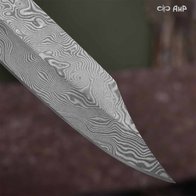 Засапожный-1 (стабилизированный граб, ЗлаТи (ZlaTi), кастомная заточка) дамасская сталь ZDI-1016 - Компания «АиР»